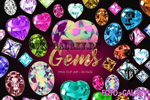 Gemstone Clipart, Jewel Diamond Clip Art, Glitter Gems - 1877630