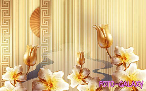 New Chinese three-dimensional relief flower TV living room background wall