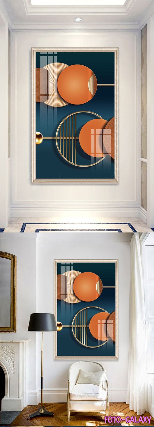 Geometric modern light luxury embossed porch decorative painting