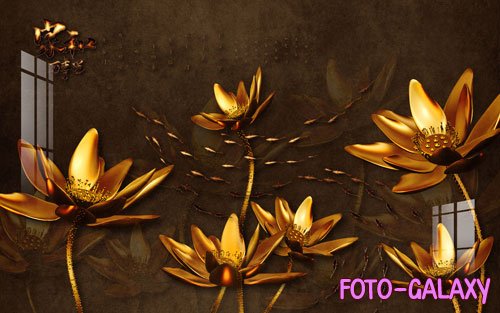Three-dimensional lotus color relief background wall