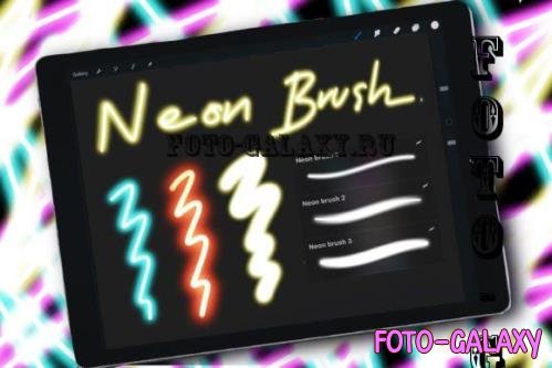 Neon Brushes for Procreate. Lettering brush, Lighting