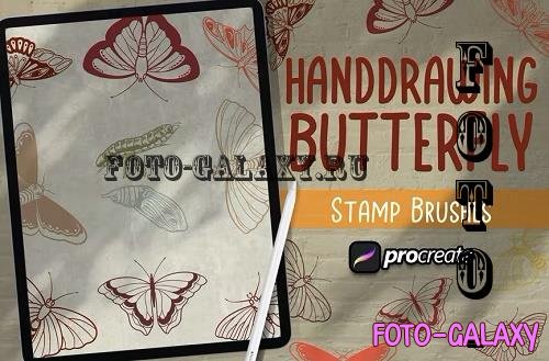 Hand Drawing Butterfly Brush Stamp