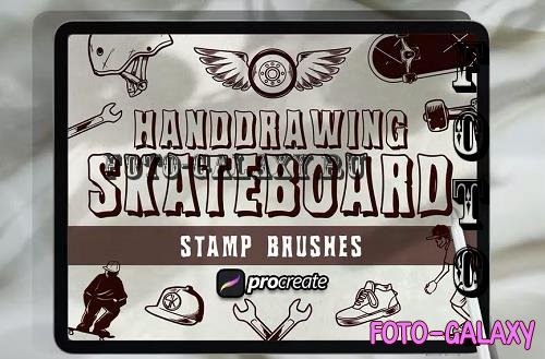 Hand Drawing Skateboard Brush Stamp
