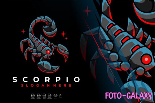 Modern Mecha Robotic Zodiac Scorpio Logo Design