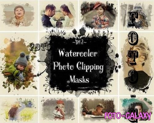 Watercolor Photo Clipping Masks, Frames set 2