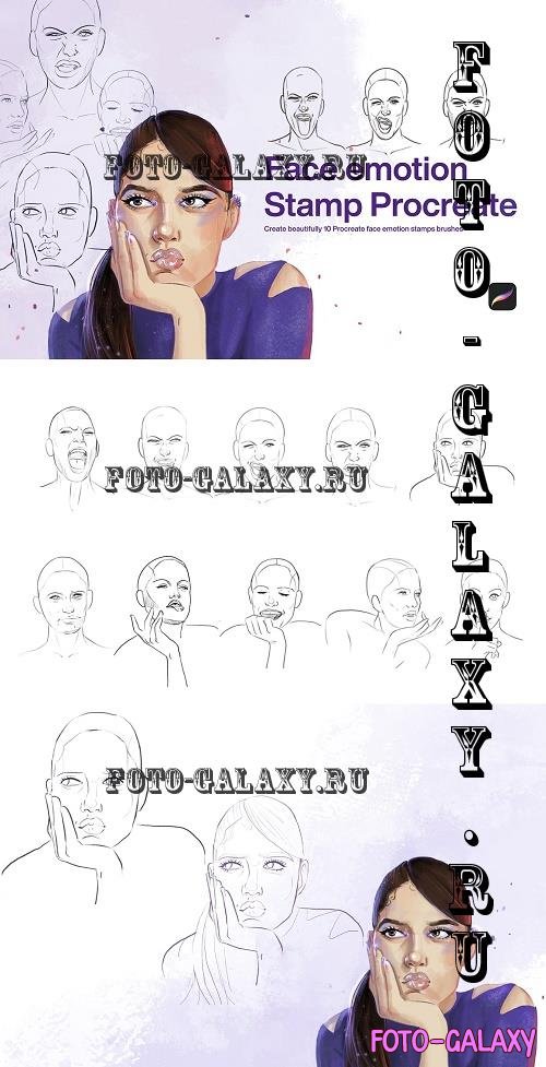 10 Face Emotion Stamps Procreate - 7370829