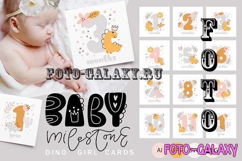 Baby Milestone Dino Girl Cards - 7409562
