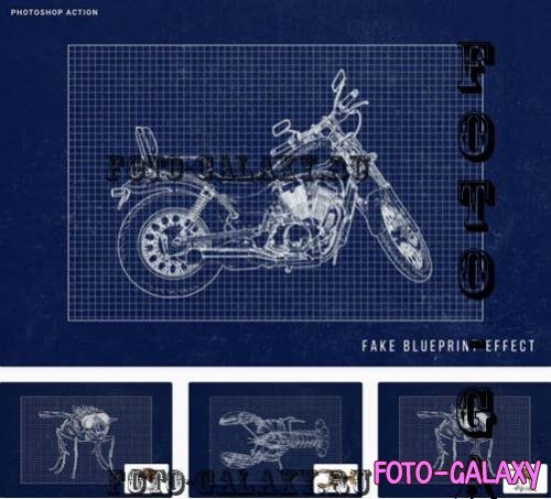 Fake Blueprint Photoshop Action - SBLAW5C