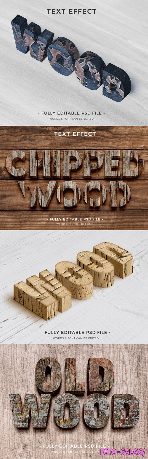 8 Wooden Text Effects Templates for Photoshop