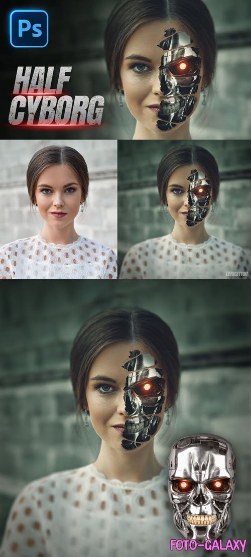 Cool Half Cyborg Photo Effect for Photoshop