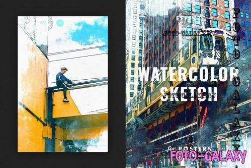 Watercolor Sketch Effect for Posters - 7809930