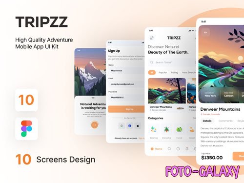 TRIPZZ - Adventure Mobile App UI Kit for Figma