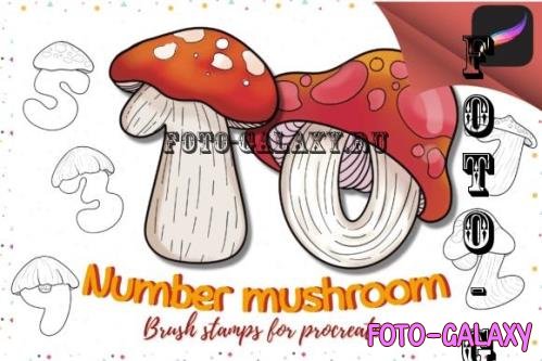 Brush Stamps Number Mushroom
