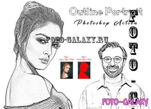 Outline Portrait Photoshop Action - 10308853