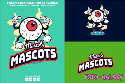 Eye Character Mascots Design Editable Text