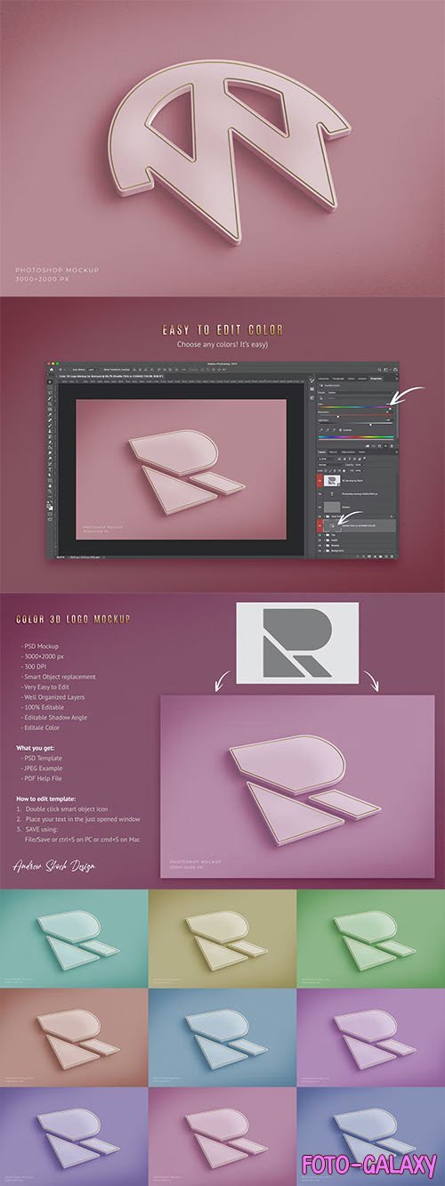 Color 3D Logo Mockup