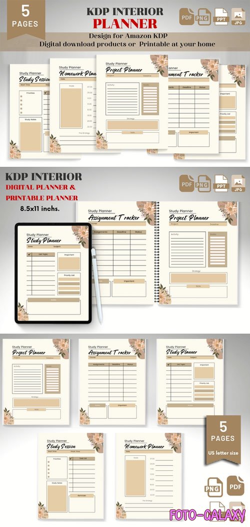 5 KDP Interior Planner Pages Design Templates