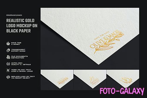 Realistic gold logo mockup on white paper PSD