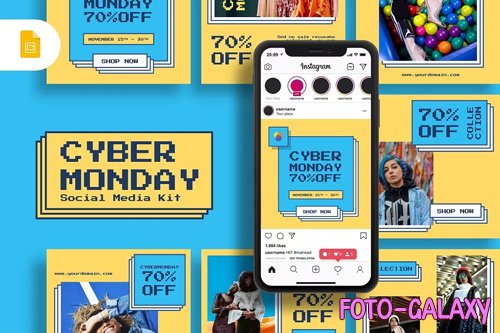 Cyber Monday - Google Slides Presentation Template - Social Media Kit