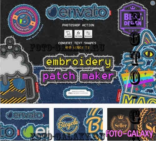 Embroidery Patch Maker Photoshop Action - 40782025