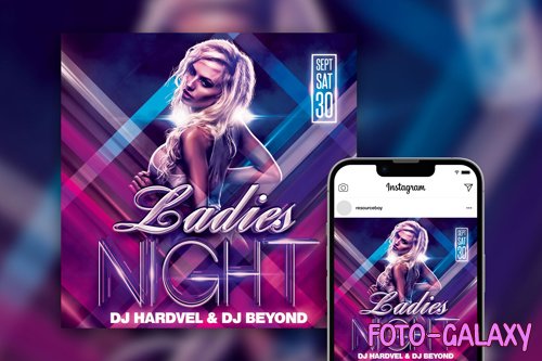 Stylish Bold Ladies Night Party Instagram Post Template PSD