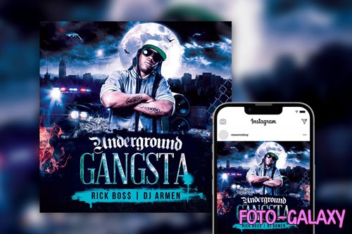 Striking Urban Flame Hip Hop Party Instagram Post Template PSD