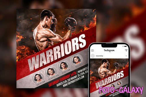 Cinematic Boxing Instagram Post Template PSD