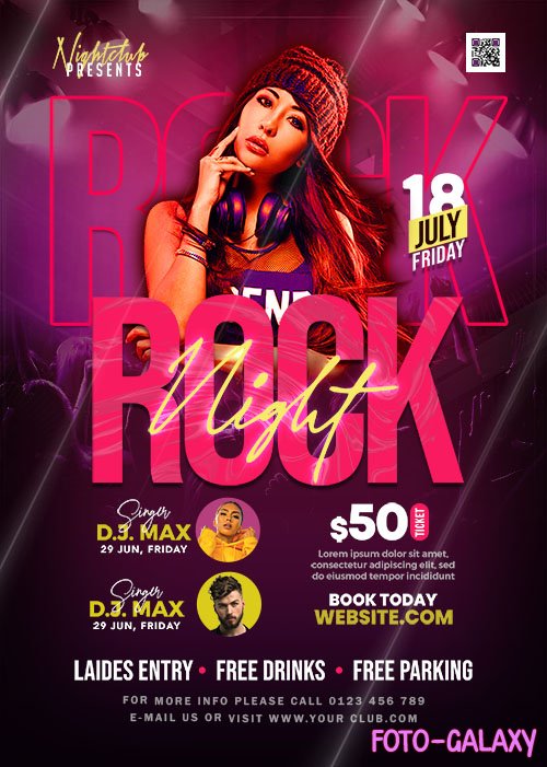 Night Club Rock Music Party Flyer PSD