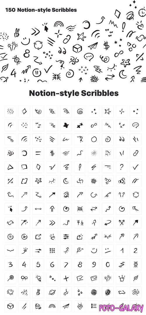 150 Notion Scribbles [PNG/SVG] Templates