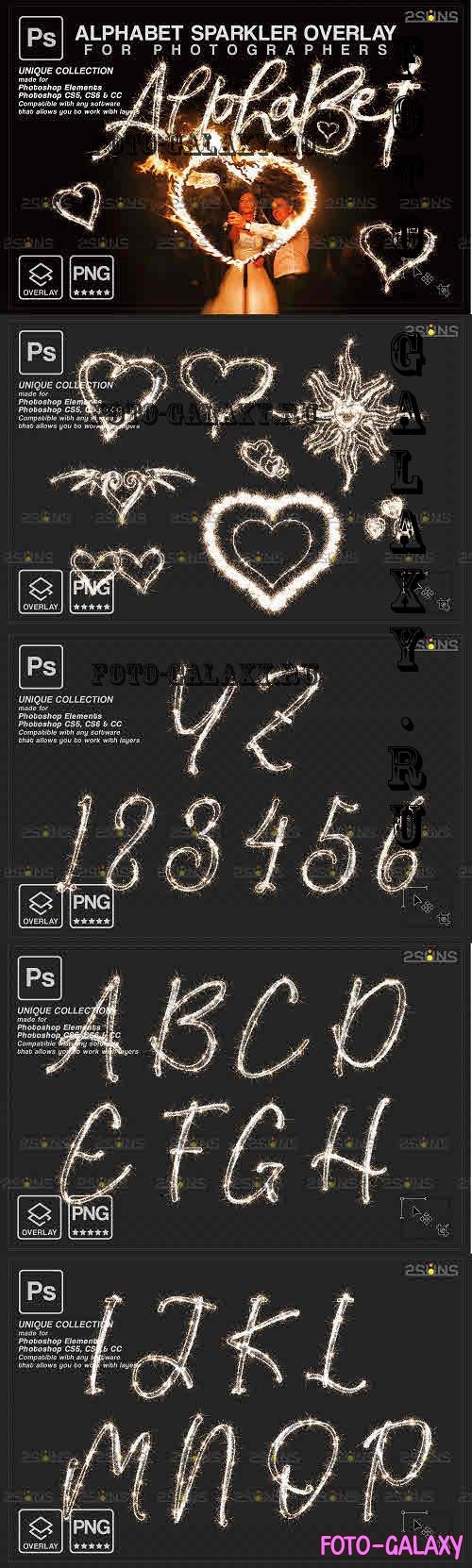 Alphabet sparkler font Wedding Photoshop overlay V01- 2287147