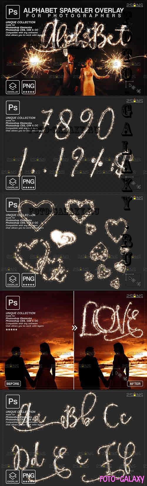 Alphabet sparkler font Wedding Photoshop overlay V02 - 2287131