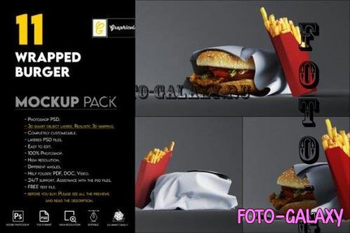 Wrapped Burger Mockup - 7465909