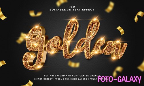 Golden editable psd 3d text effect premium with background