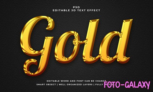 Gold 3d editable psd text effect with background