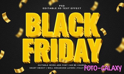 Black friday 3d editable psd text effect with background