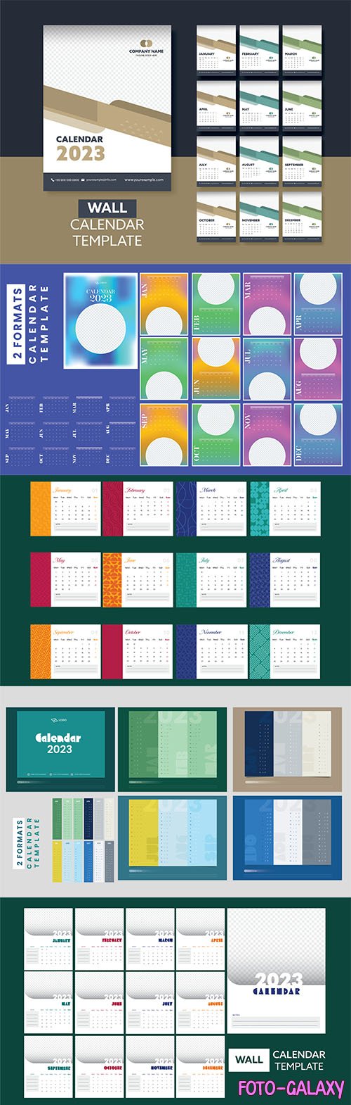 Calendar 2023 colorful design template for happy new year