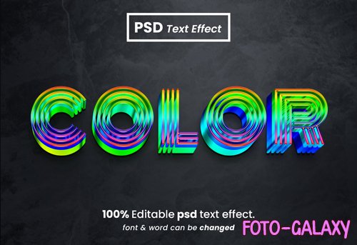 Color multiple color 3d psd text effect