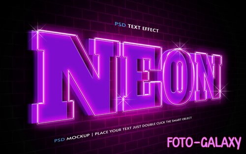 Neon psd text effect style editable