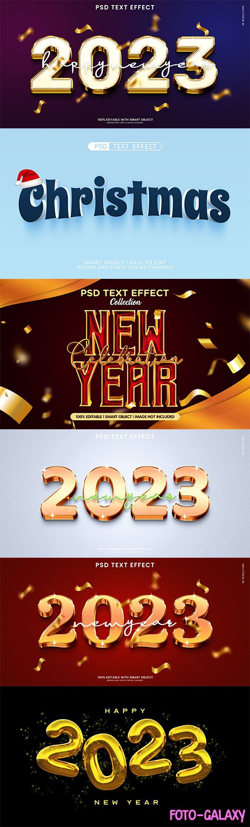 Christmas and new year 2023 celebration text effect psd