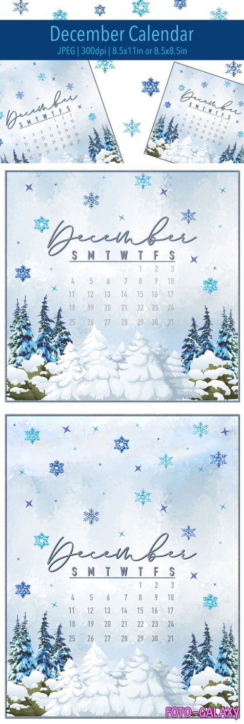 December 2022 Winter Calendar Template