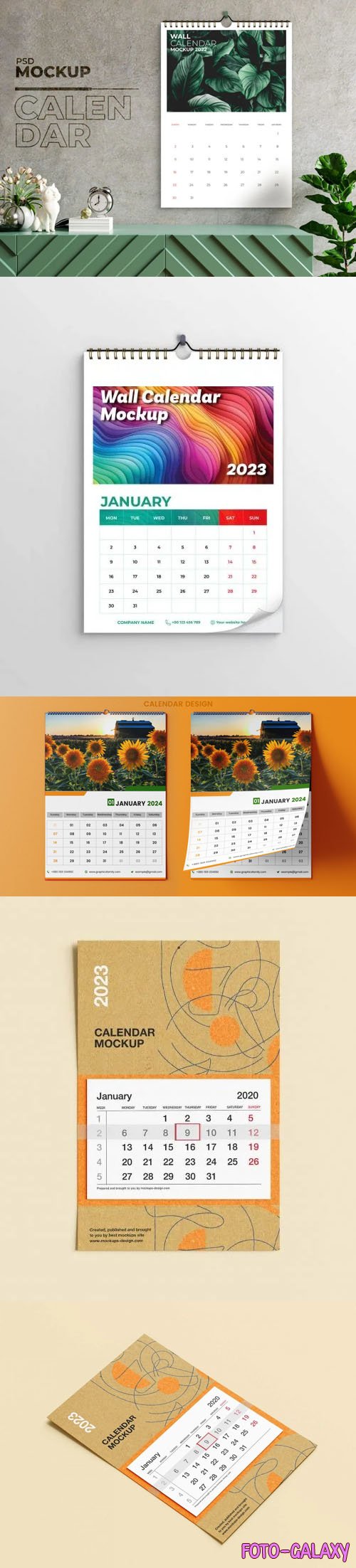 Wall Calendars 2023 PSD Mockups Templates Collection