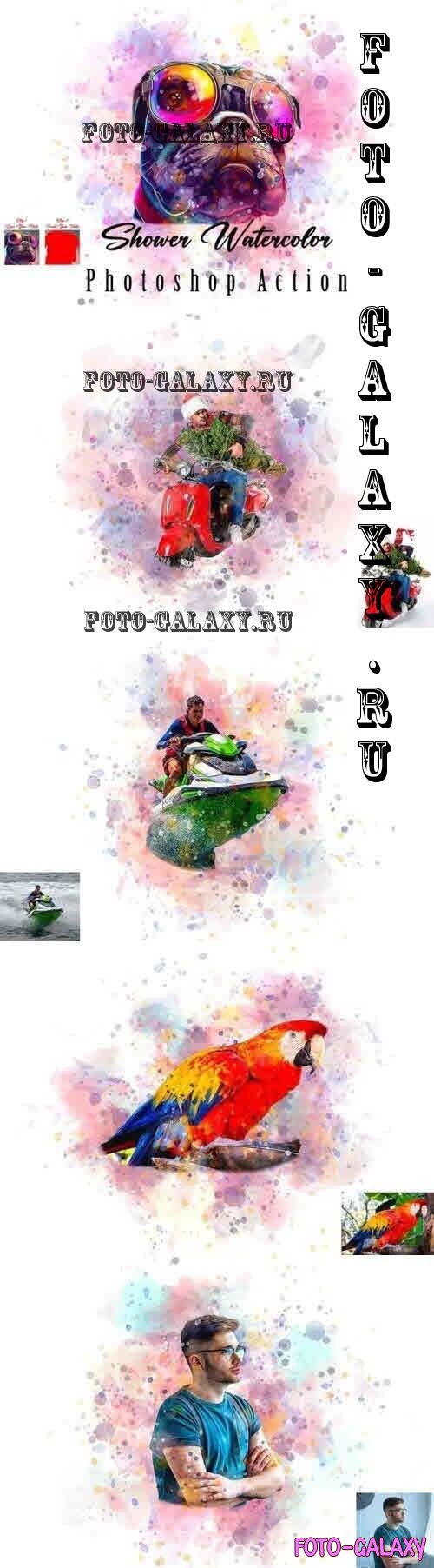 Shower Watercolor Photoshop Action - 10959873