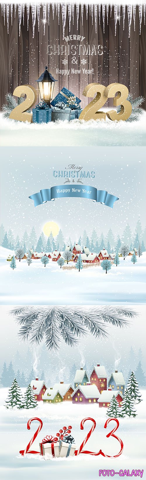 2023 vector holiday christmas background with winter landscape