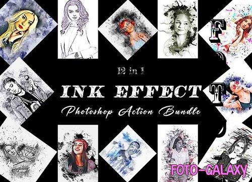 Ink Effect Photoshop Action Bundle - 10960561