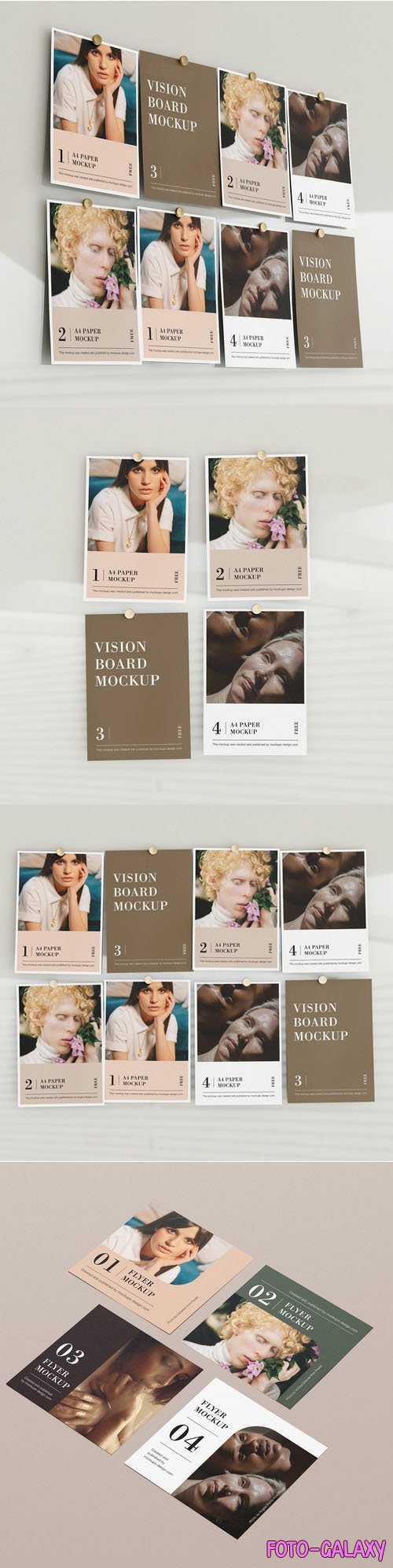 Pinned Papers on Boards - PSD Mockups Templates +Flyers [A4/A5]