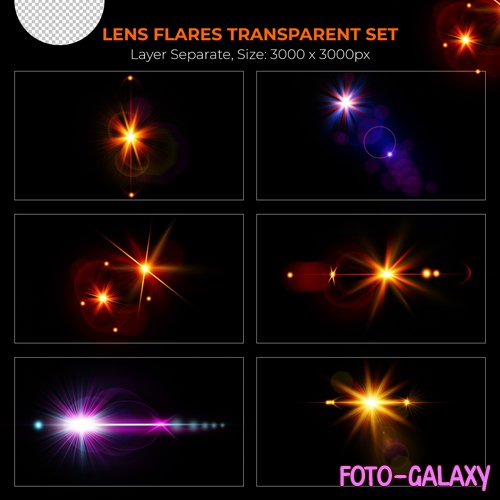 PSD realistic colorful lens flare lights effect collection vol 7