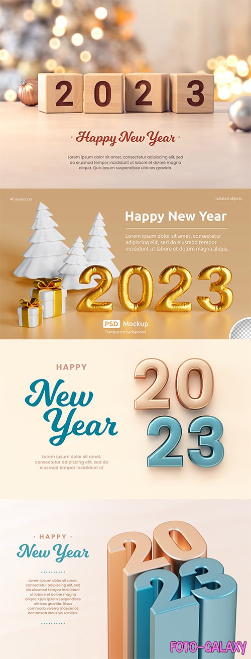 PSD happy new year banner template mockup