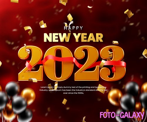 2023 celebration banner or happy new years background template with balloon