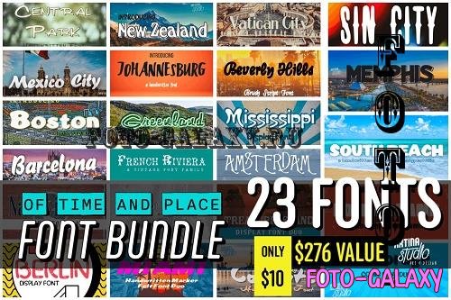 Of Time and Place Font Bundle - 23 Premium Fonts