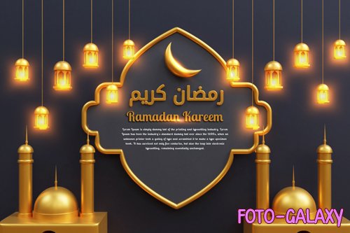 Ramadan kareem islamic psd background design 3d illustration